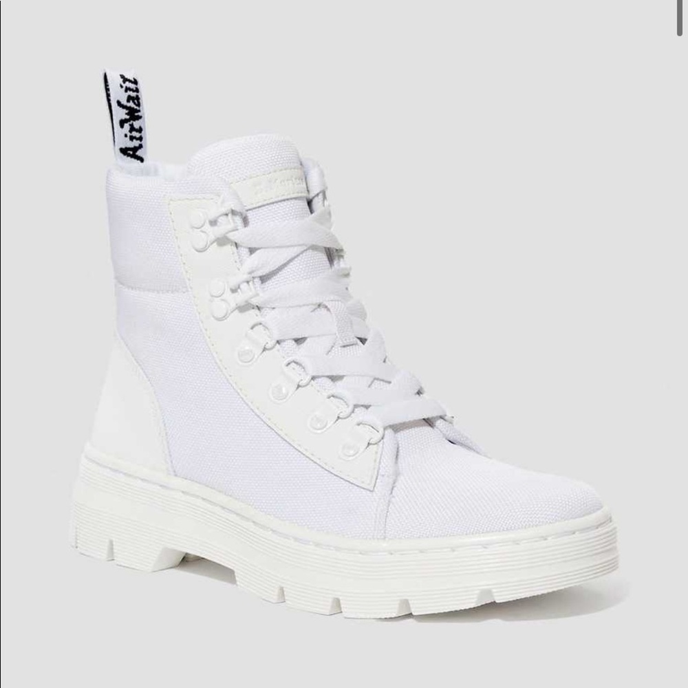 white doc martin poly leather boots